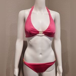 Like new Trina Turk bright pink and gold bikini